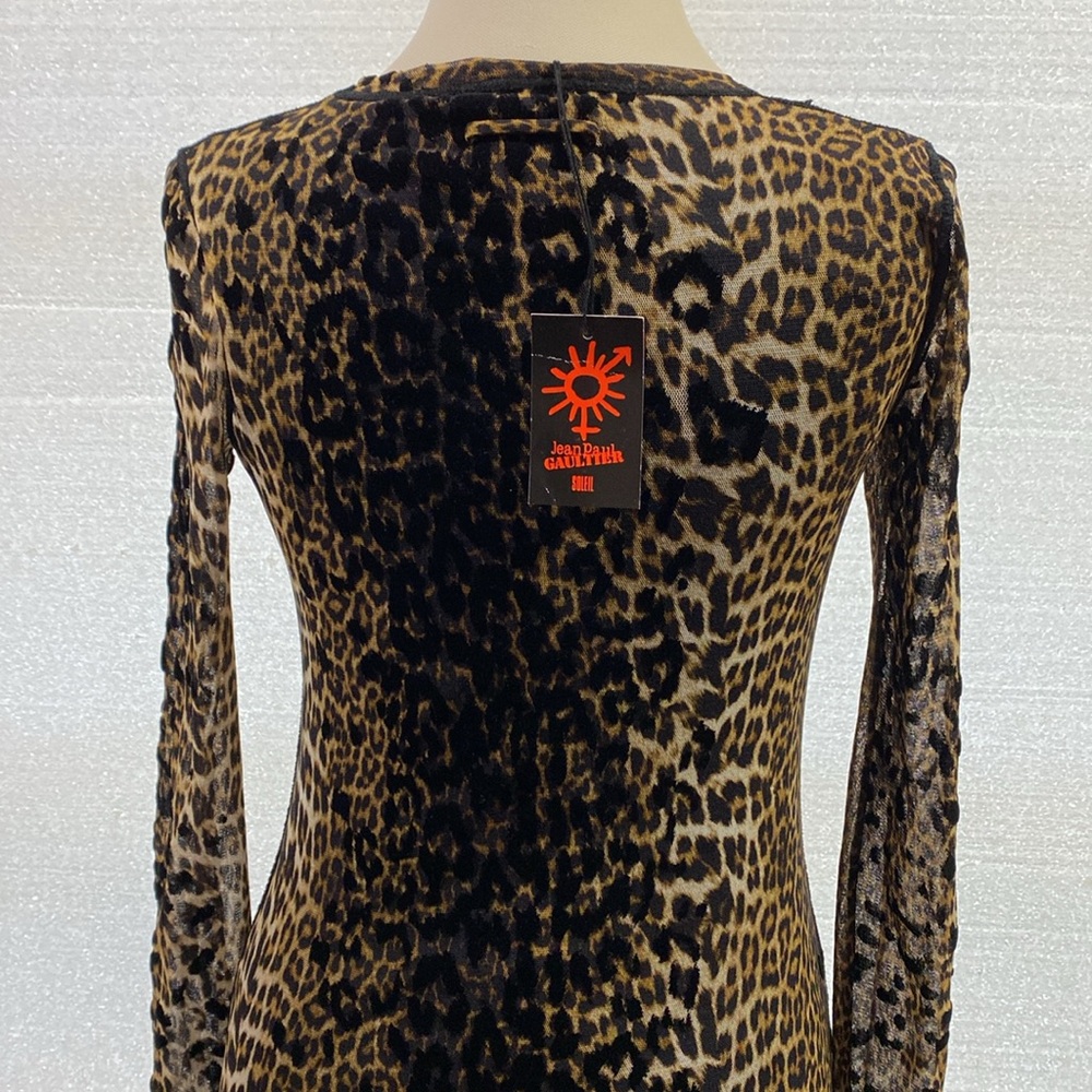 Jean Paul Gaultier Leopard-Print Long Sleeve Dress in Brown and Black - Picture 6 of 11